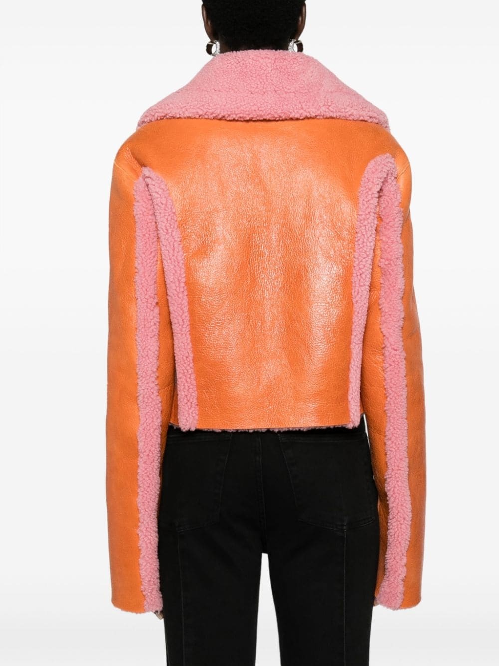 two-tone leather jacket - 4