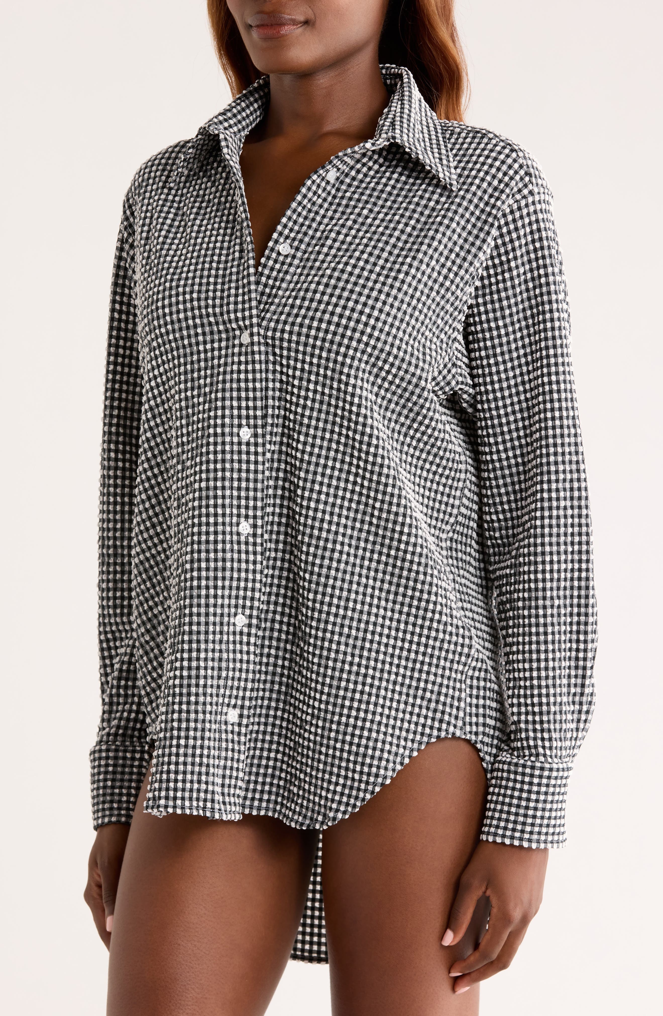 Hunza G Oversize Cover-Up Shirt in Black at Nordstrom - 4