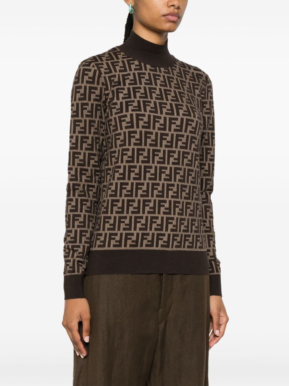 Fendi Women Maglia In Cotone Ff Marrone - 2
