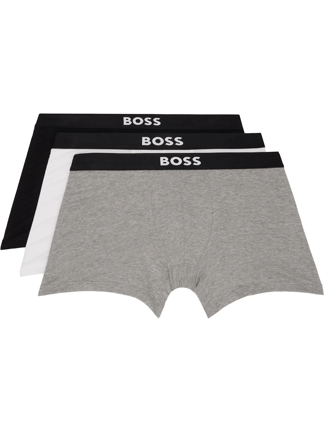 Three-Pack White & Black Logo-Waistband Boxer Briefs - 1