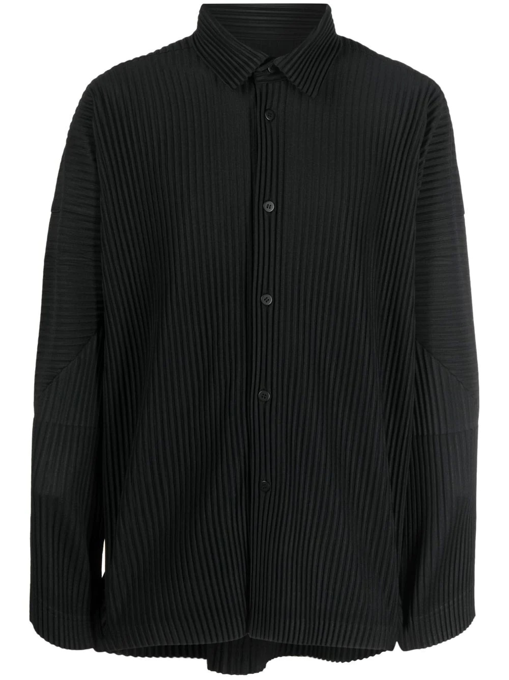 plissé-effect long-sleeve shirt - 1