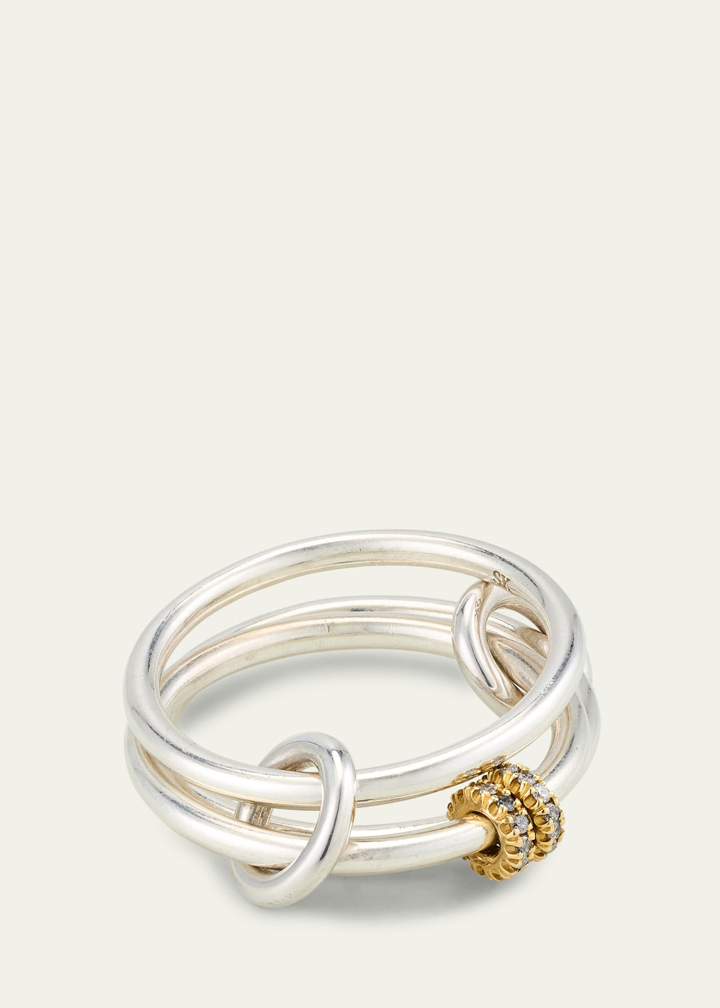 Acacia SG Gris Three Link Ring in Sterling Silver and 18K Gold with Grey Diamonds - 3