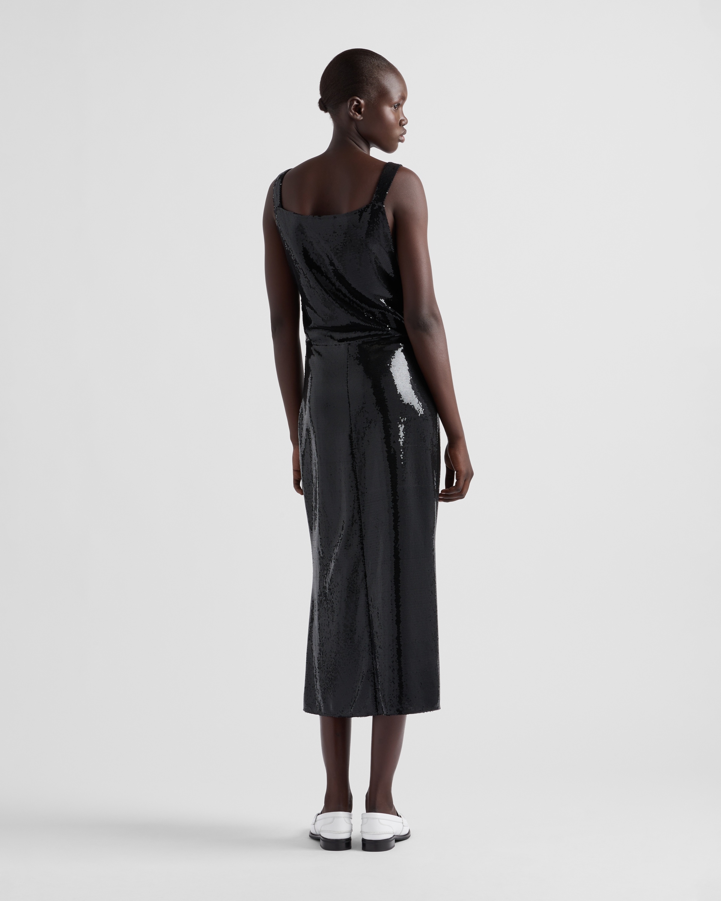 Sequined jersey satin dress - 5