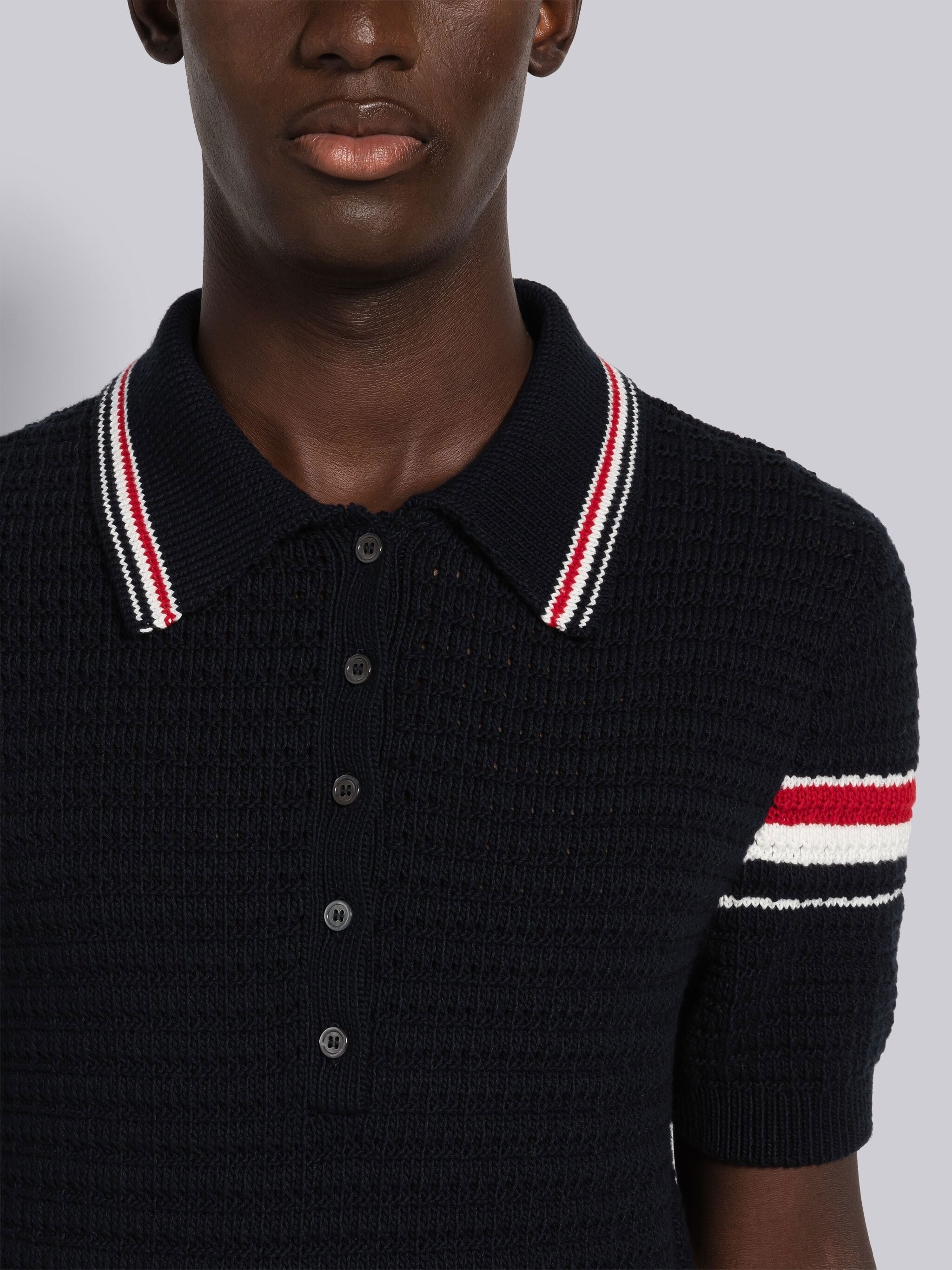 Textured Stitch Cotton Short Sleeve Polo - 5