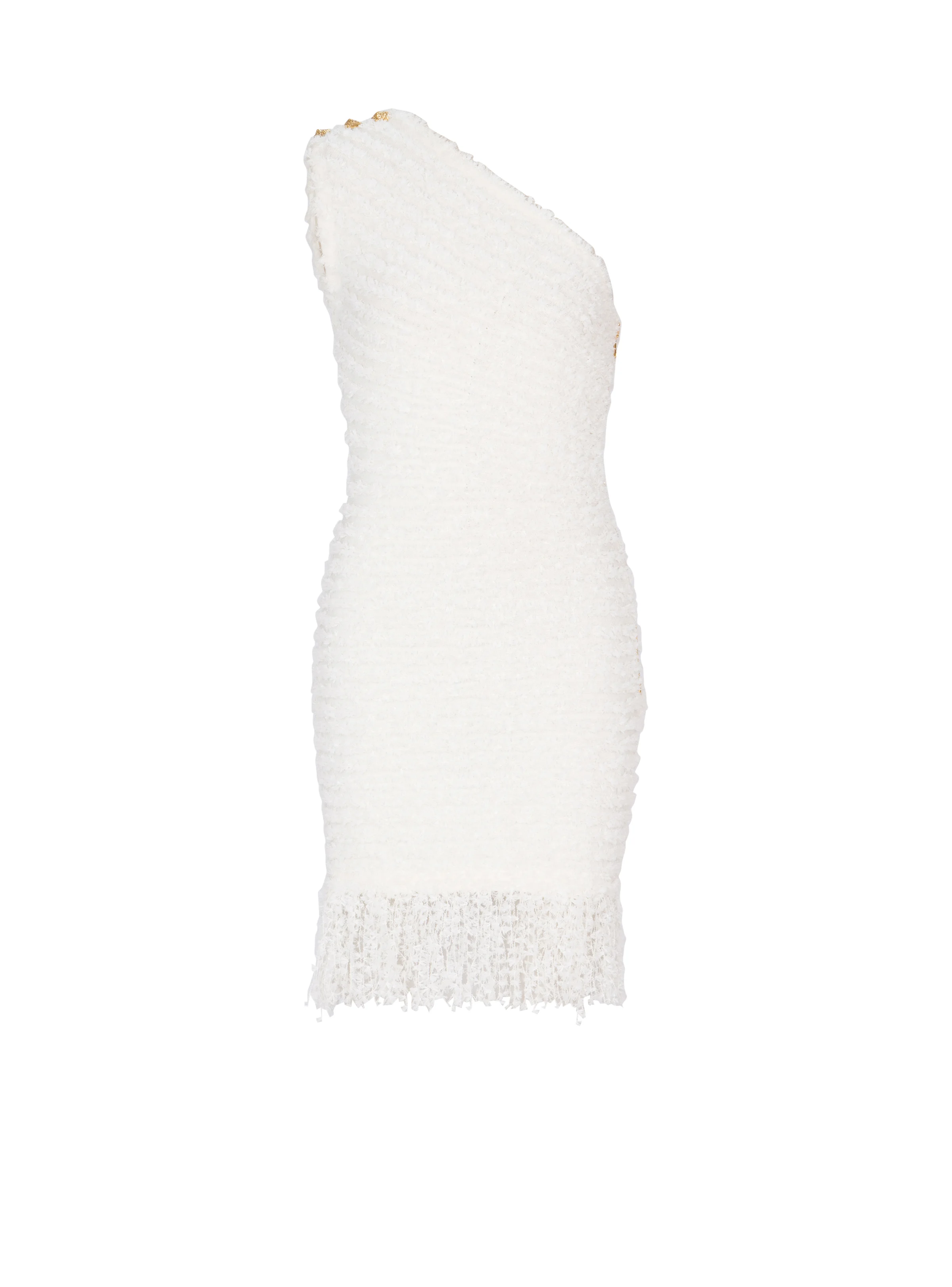 Dotted tweed one-shoulder dress - 1