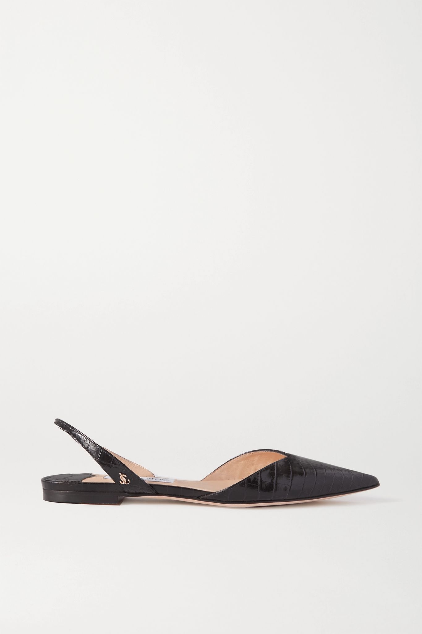 Thandi croc-effect leather slingback point-toe flats - 1