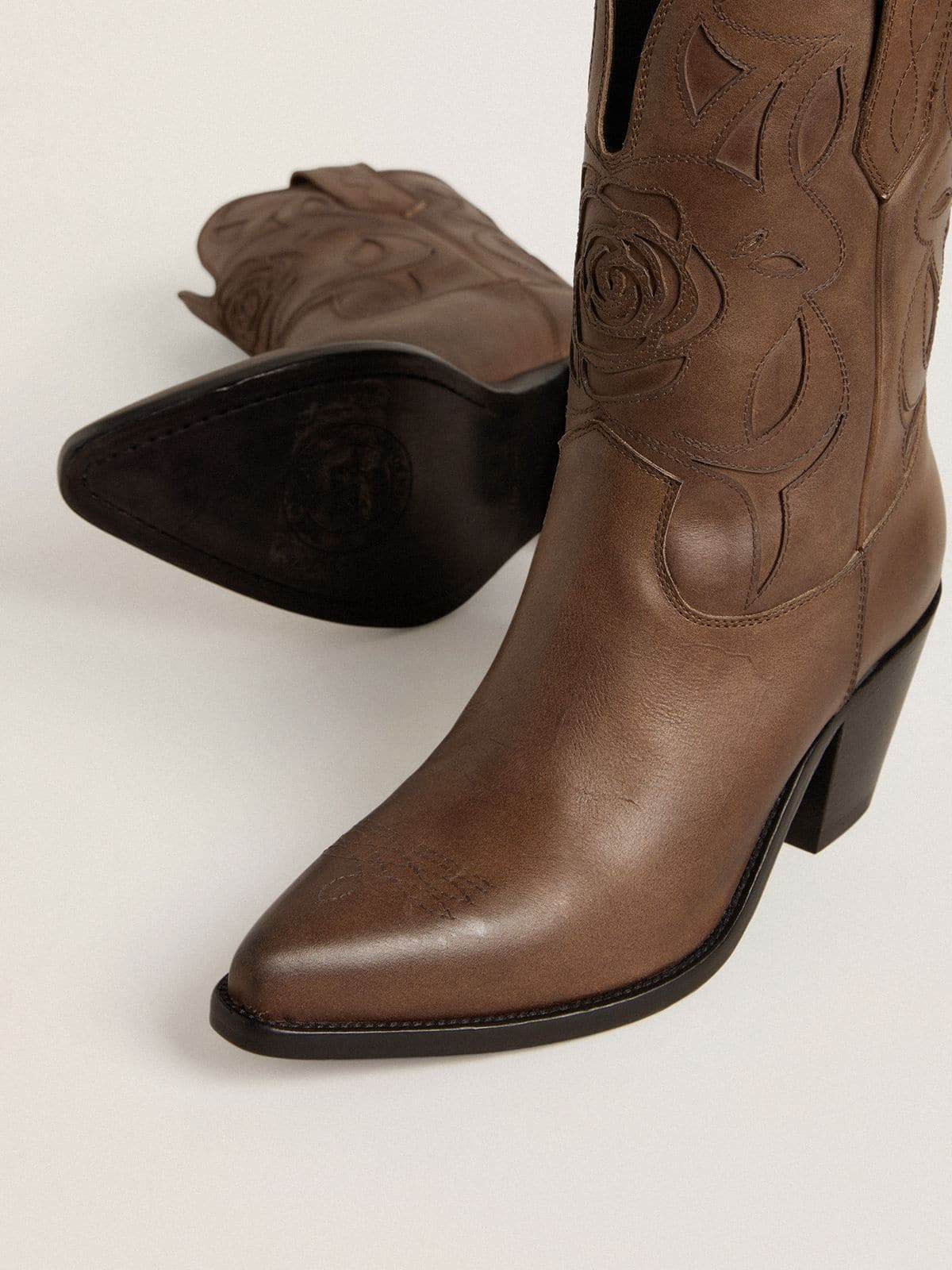 Wish Star boots in dove-gray leather with tone-on-tone inlay details - 4