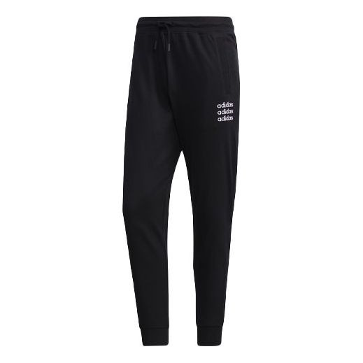 adidas neo Logo Pattern Bundle Feet Casual Sports Pants Black GJ8938 - 1