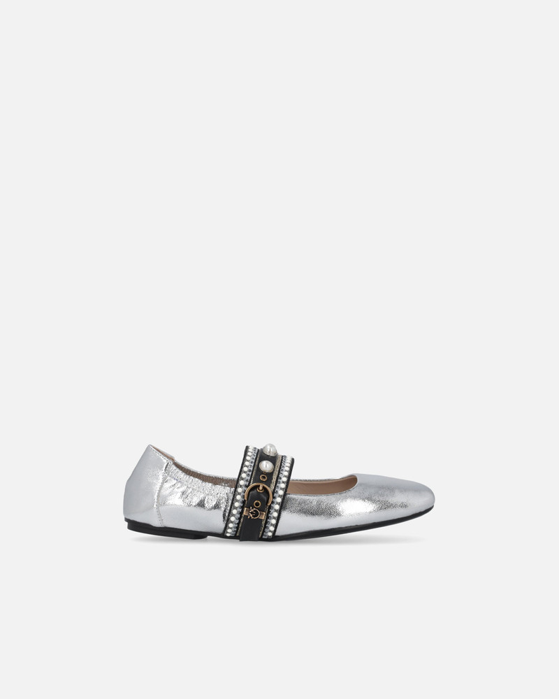 LAMINATED LEATHER BALLERINAS WITH JEWEL BAND 1