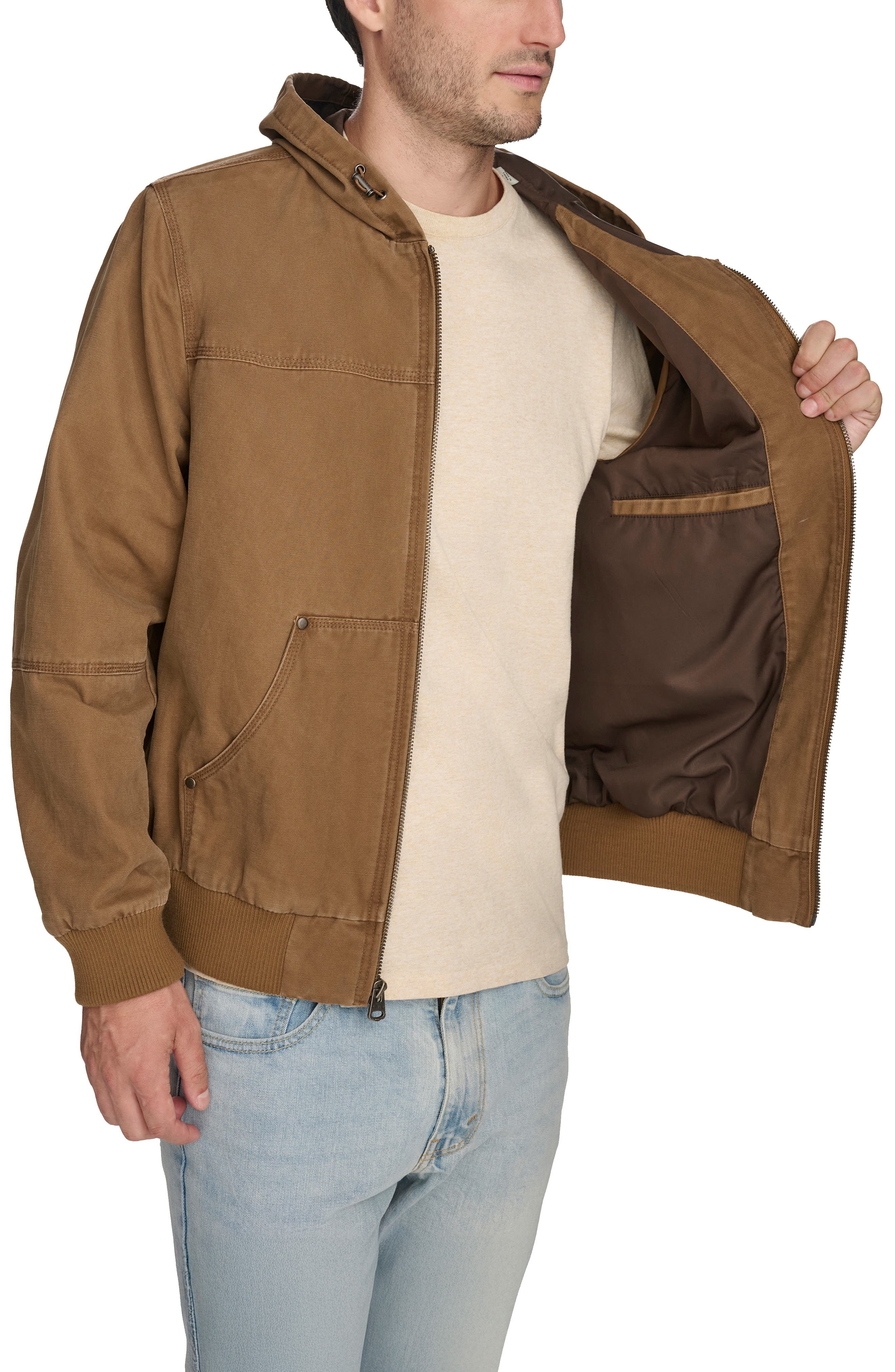 levi's Lightweight Workwear Hooded Jacket in Brown at Nordstrom - 6
