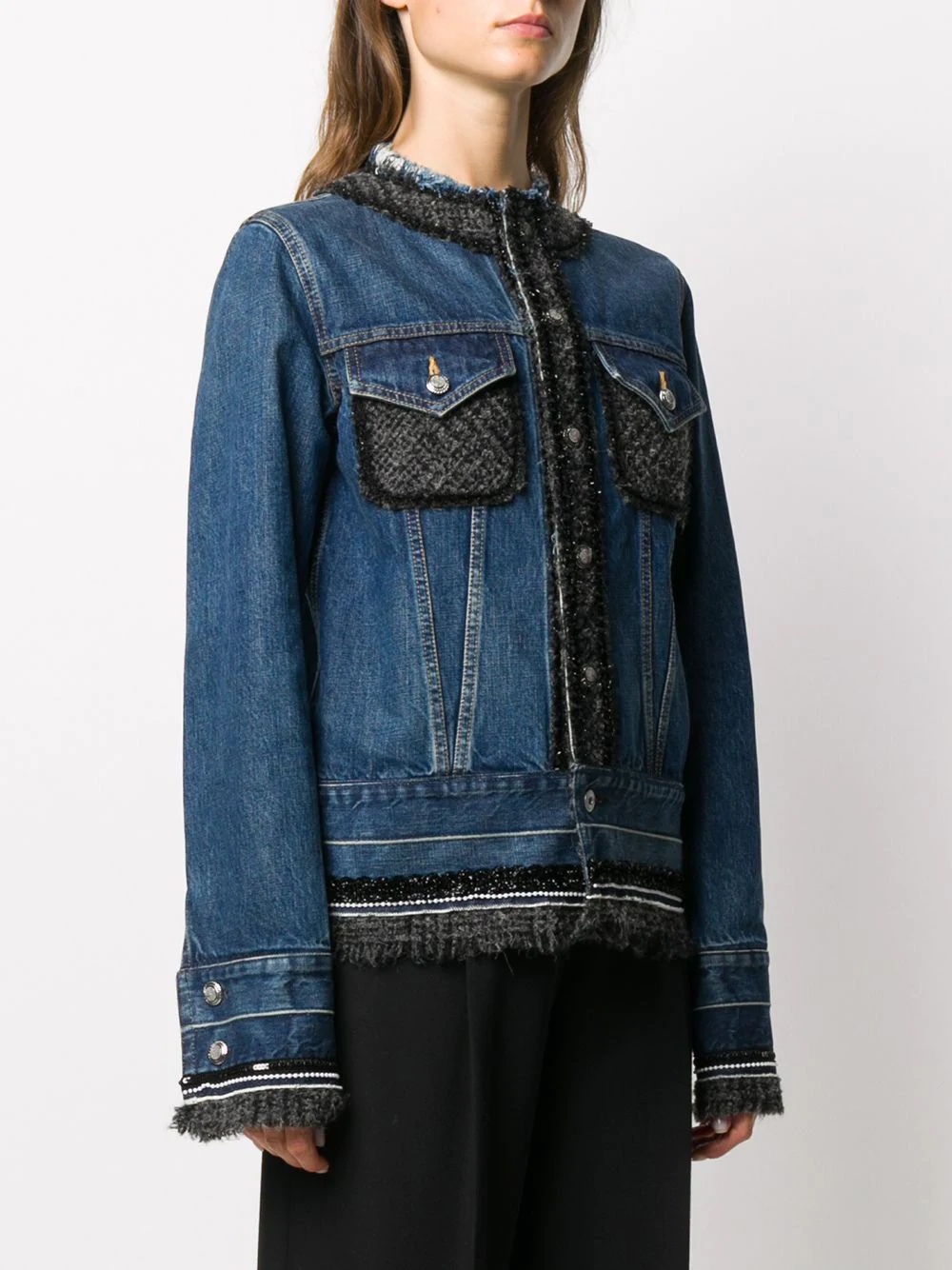 raw edge denim jacket - 3