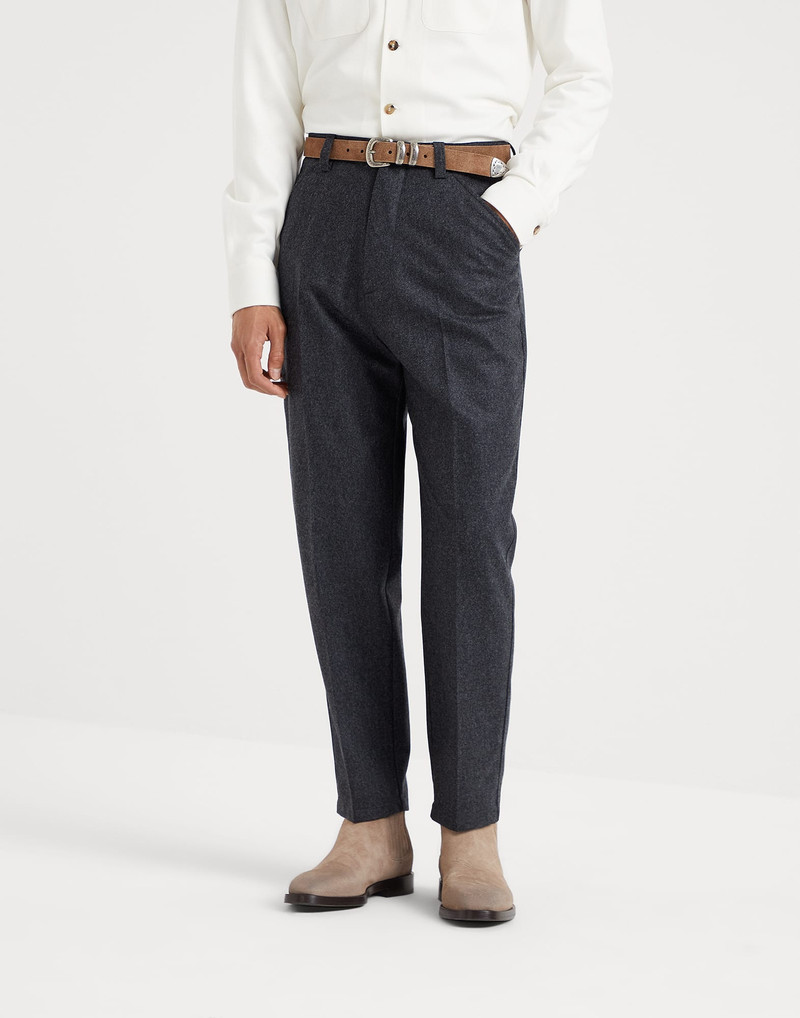 Virgin wool flannel leisure fit trousers 1
