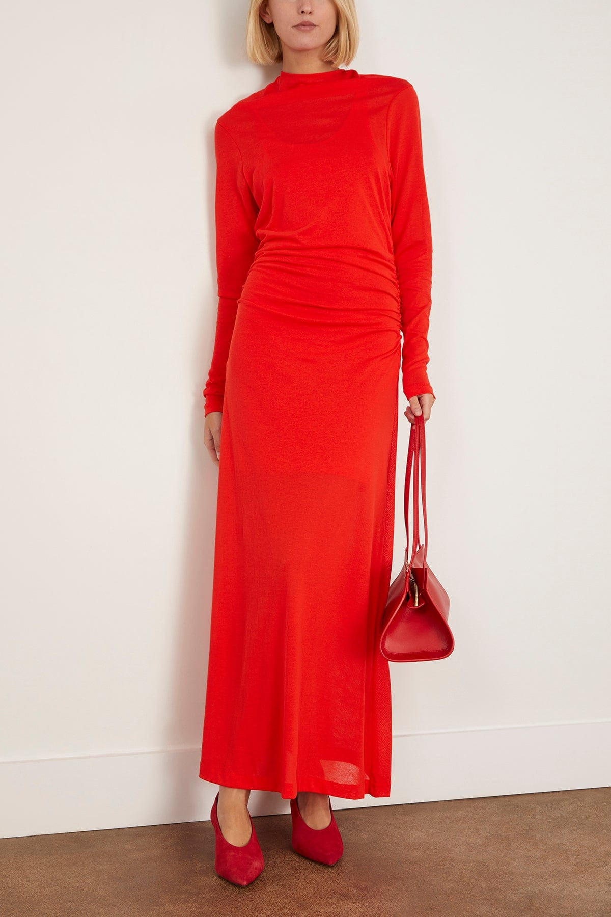 Stage Sheer Organic Cotton Layered Dress in Scarlet - 2