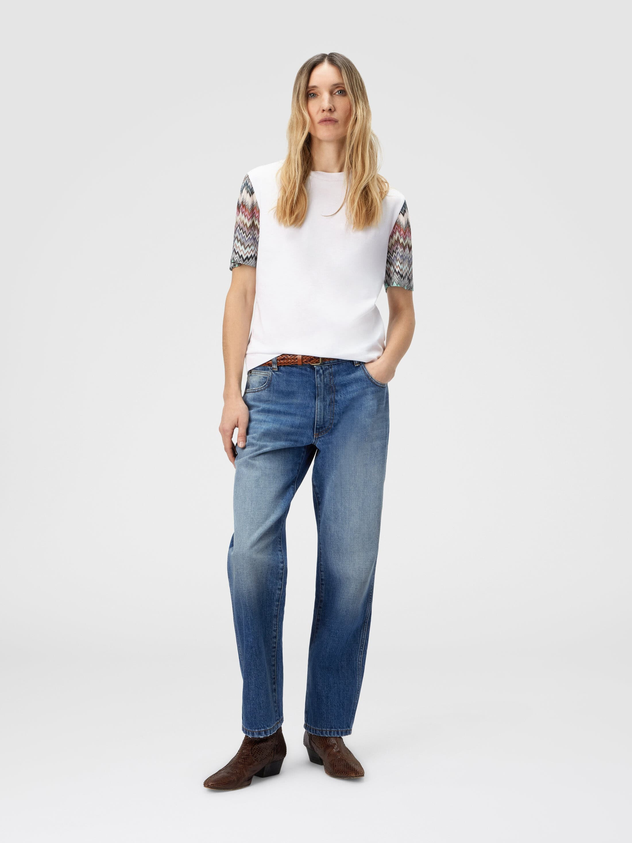 Missoni Short Sleeve T-shirt With Snake Pattern Insert in White at Nordstrom - 2