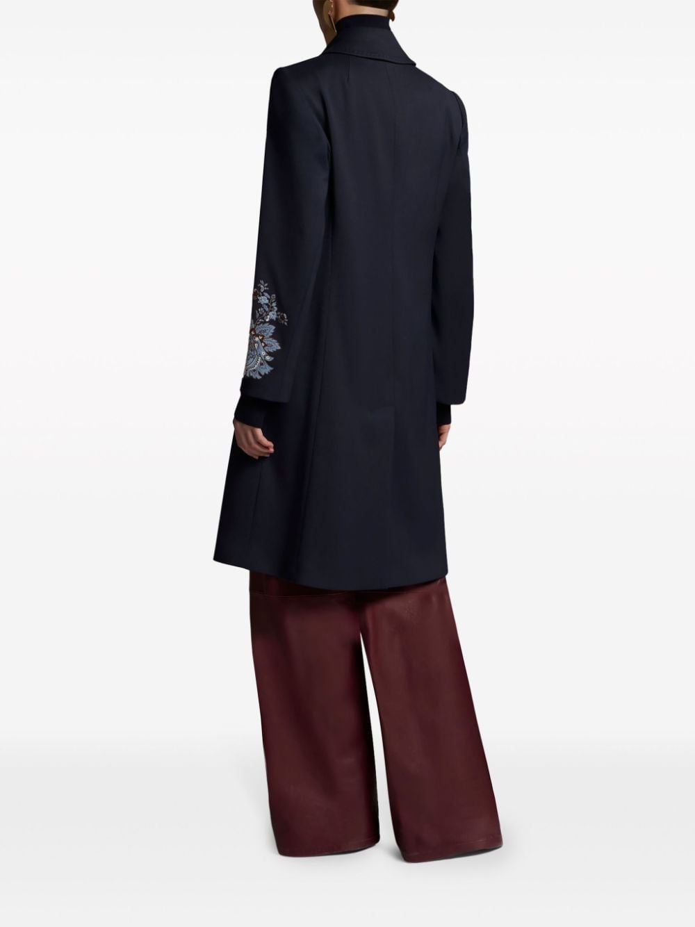 embroidered gabardine coat - 4