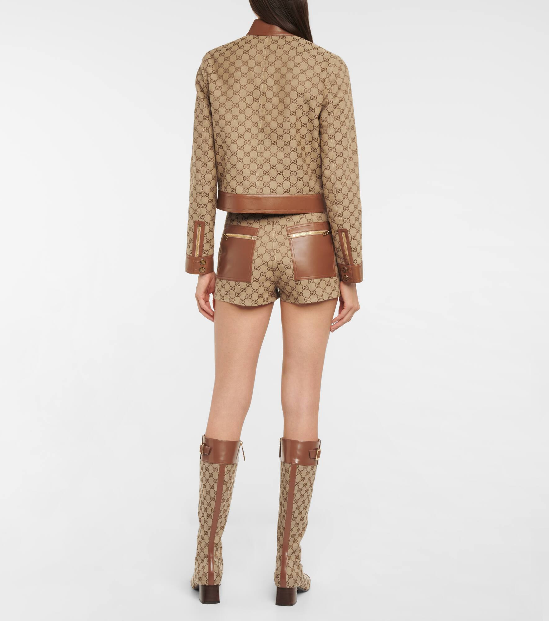 GG Supreme leather-trimmed shorts - 3