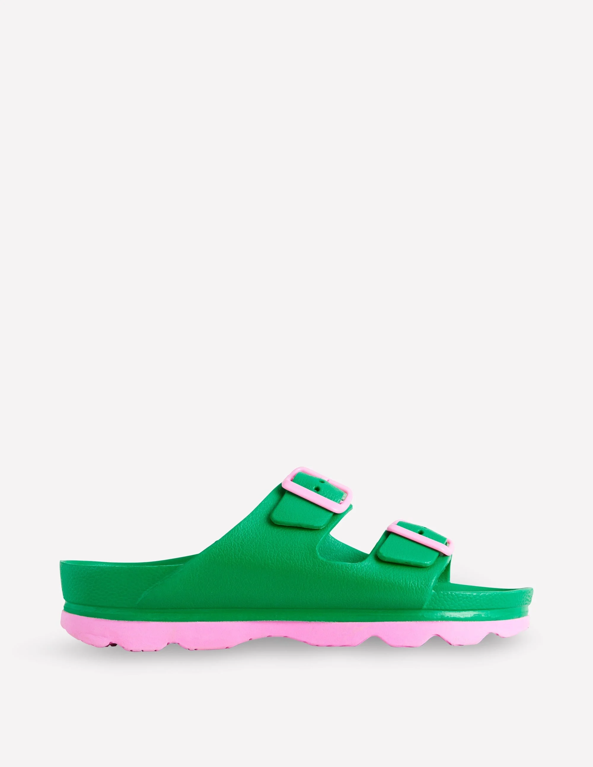 Lyla Double Buckle Sliders-Rich Emerald/Soft Pink - 1