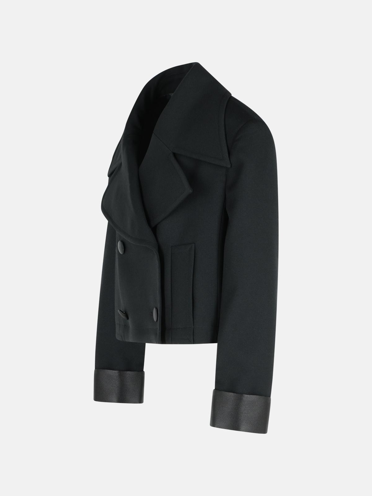 BLACK VIRGIN WOOL BLEND JACKET - 2