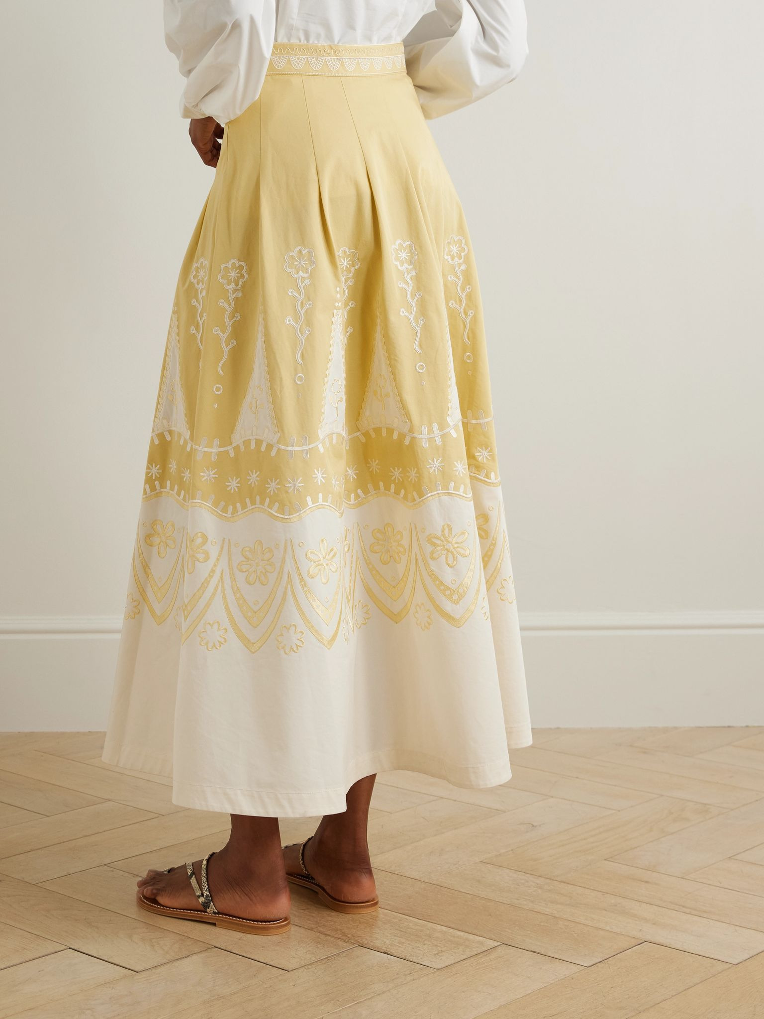 Amelianna embroidered cotton maxi skirt Yellow - 3