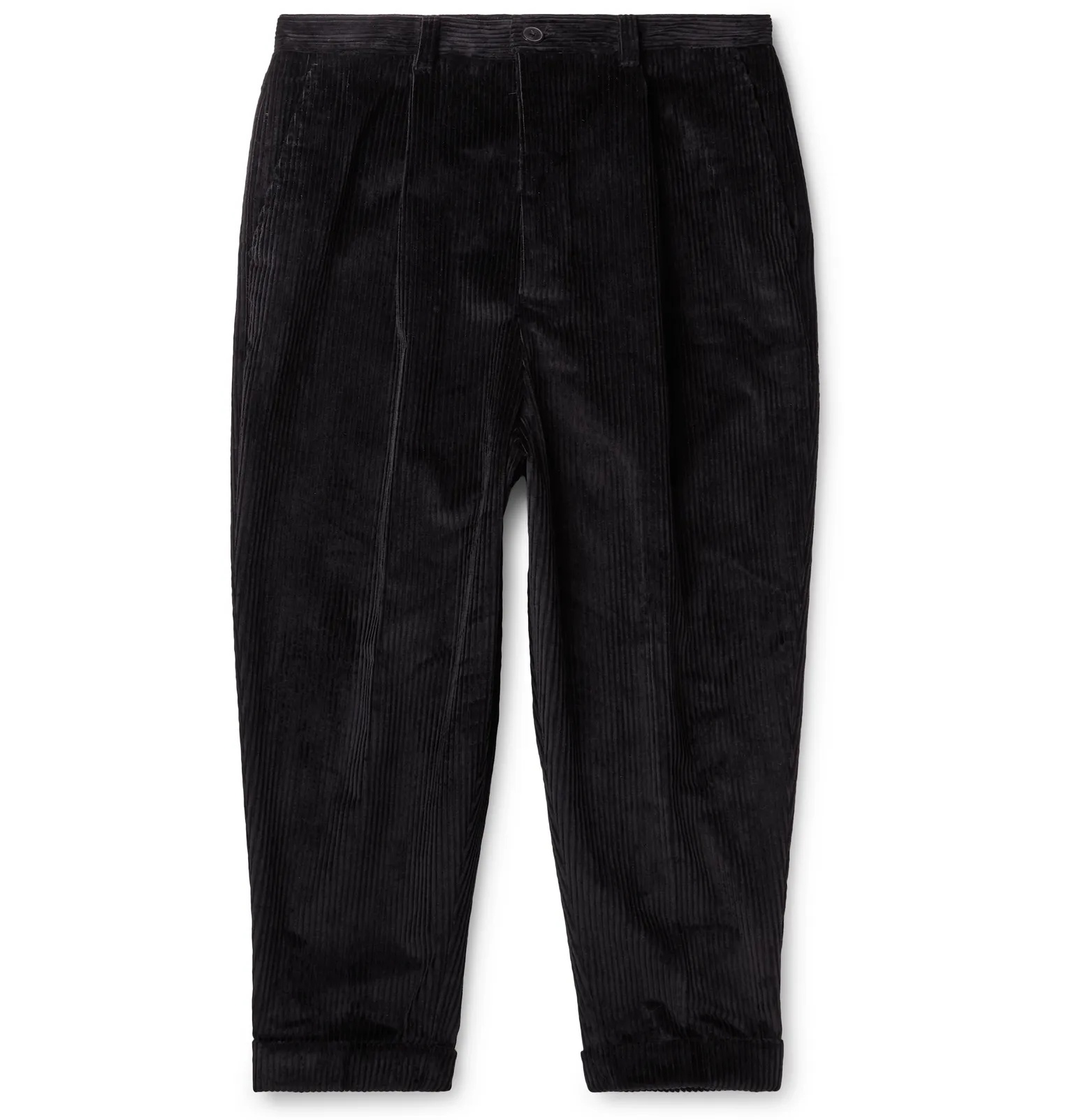 Cropped Tapered Cotton-Corduroy Trousers - 1