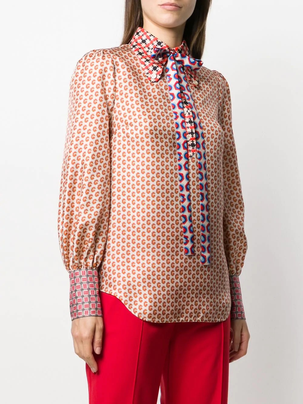 silk G print shirt - 3