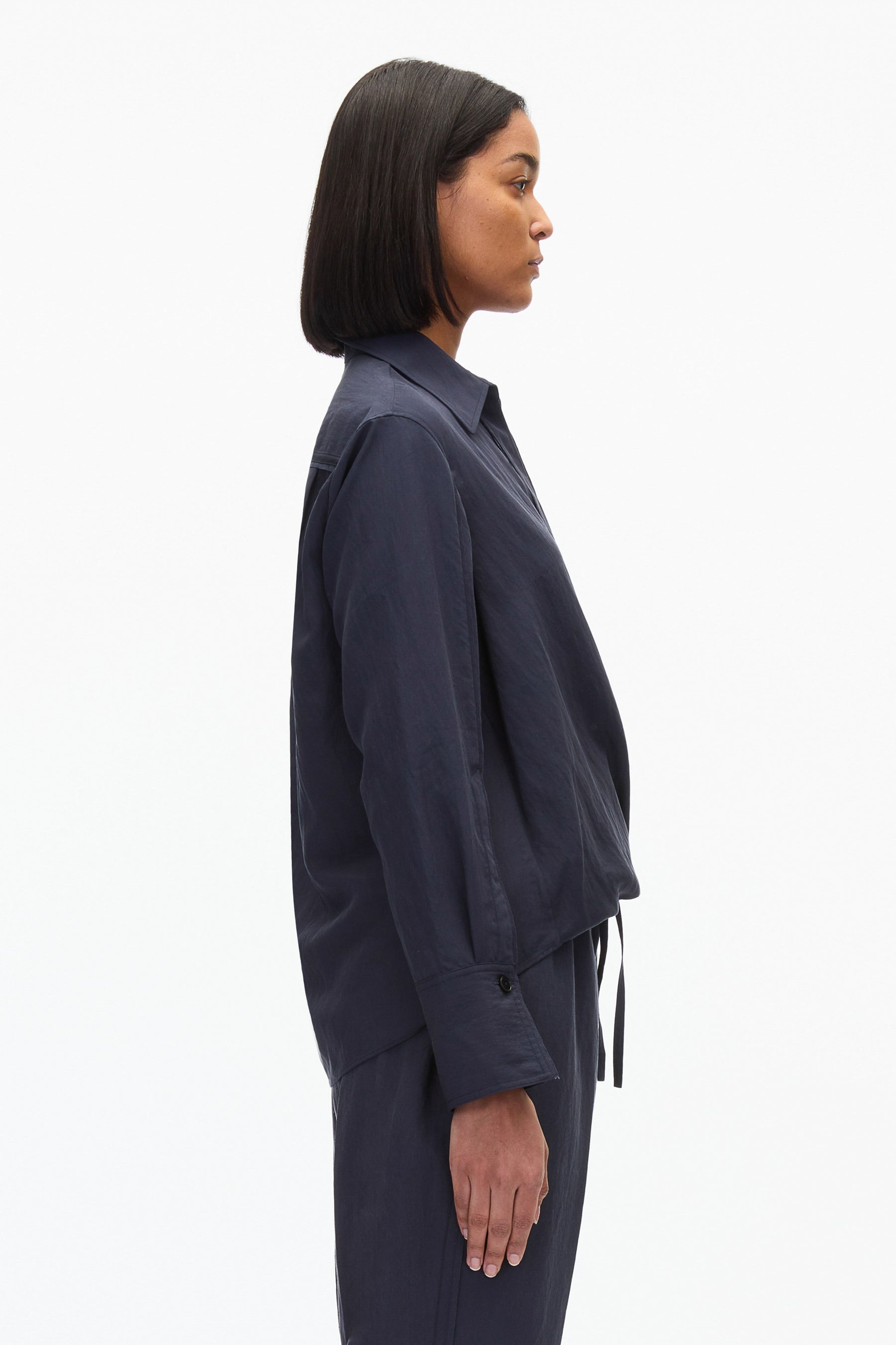 Draped Crossover Long Sleeve Shirt - 3