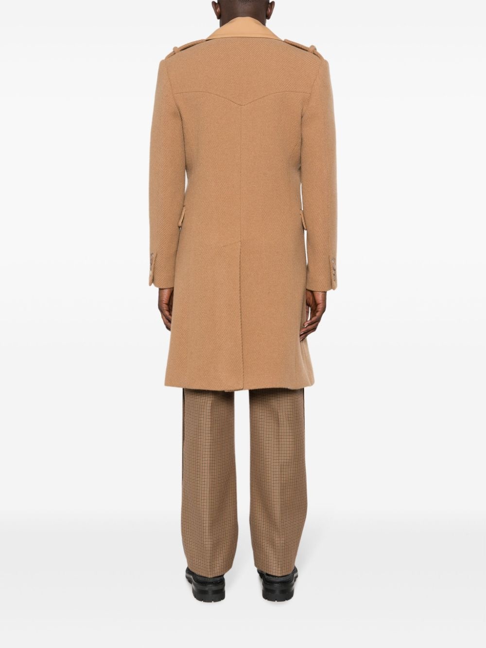panelled wool-blend single-breasted coat - 4