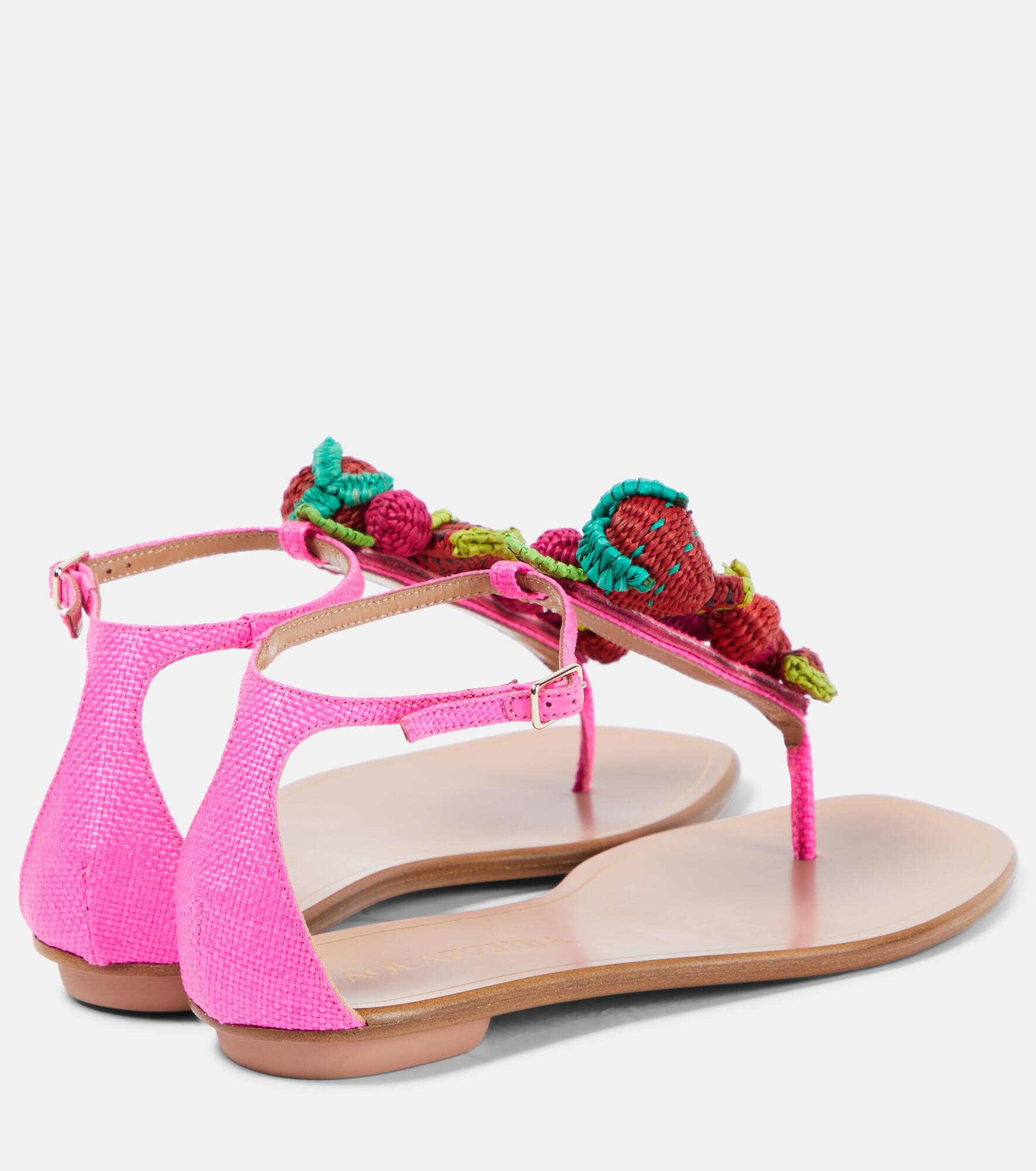 Strawberry Punch raffia thong sandals - 3