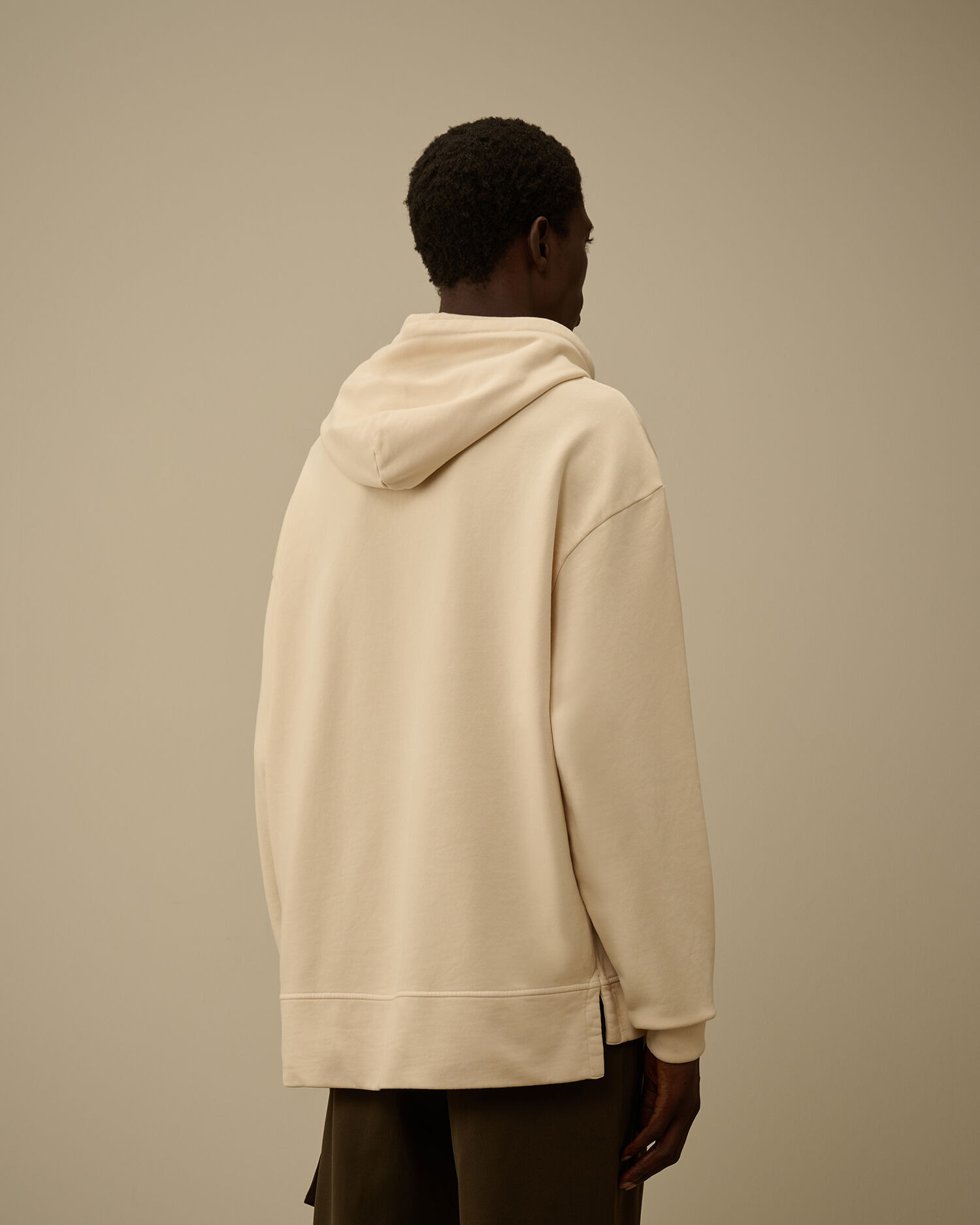 Brushed and Emerized Diagonal Fleece Boxy Hooded Sweatshirt - 4