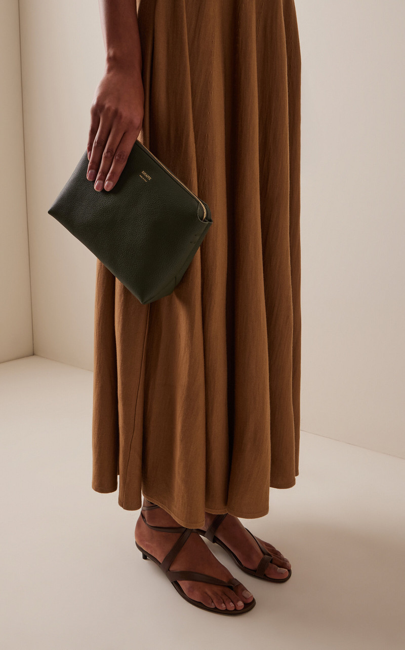 KHAITE Lina Medium Leather Crossbody Bag green outlook