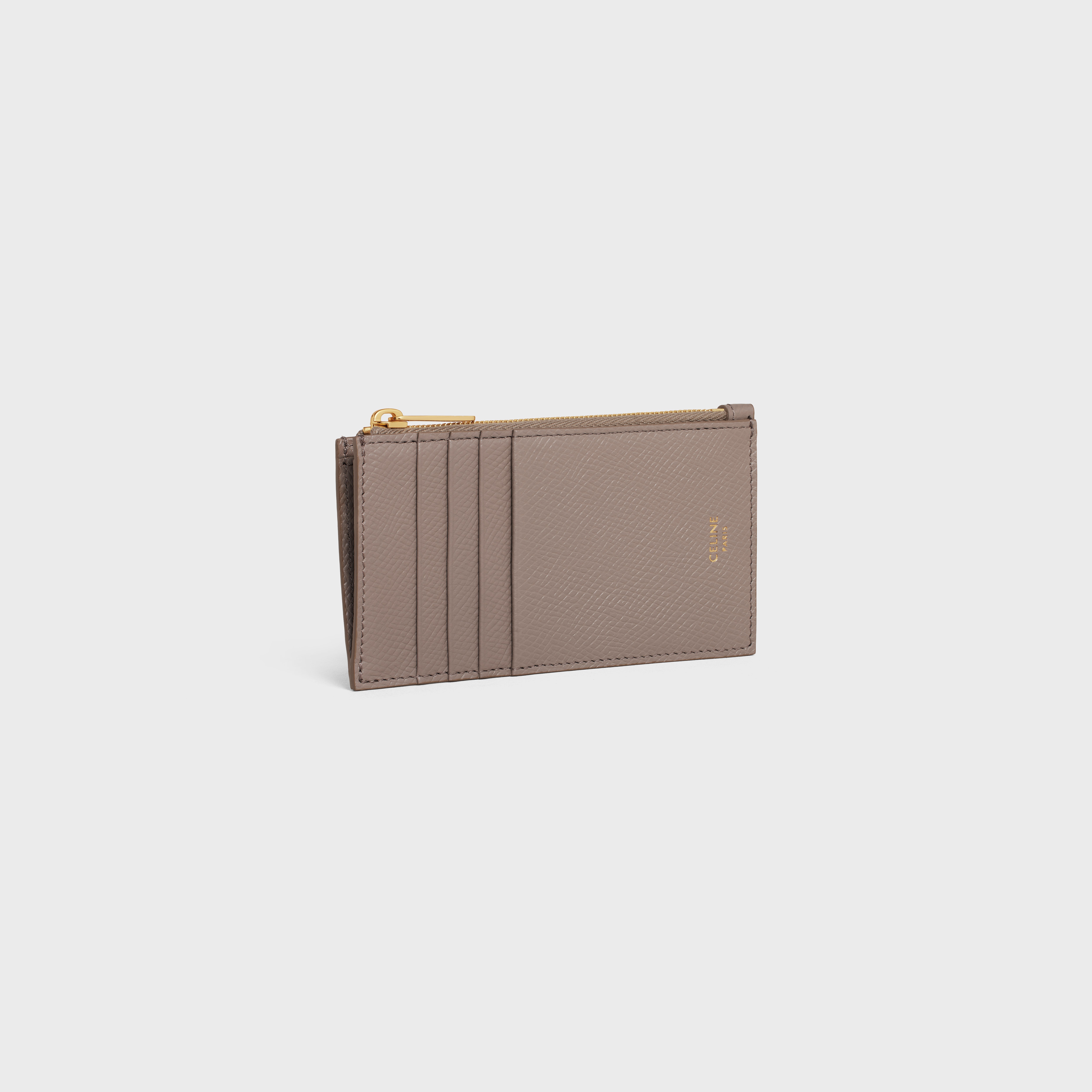 COMPACT ZIPPED WALLET CUIR TRIOMPHE in Textile and calfskin