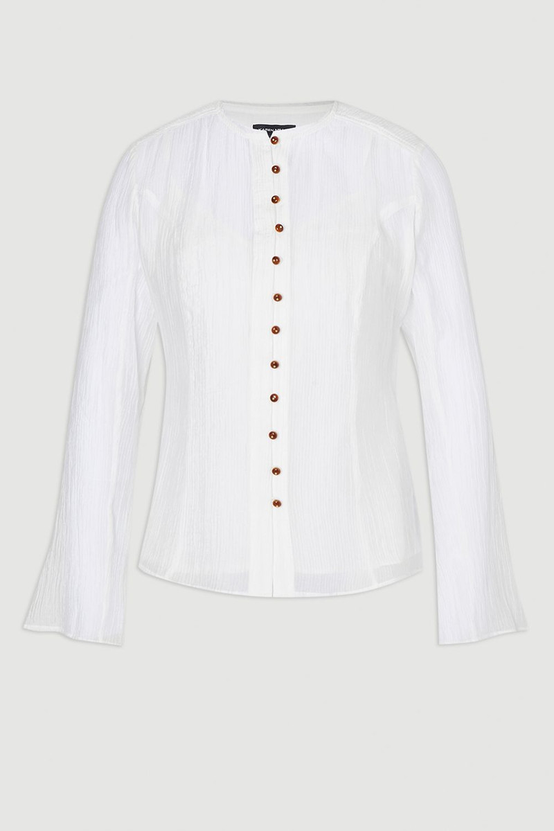 Crinkle Georgette Button Detail Woven Blouse 4
