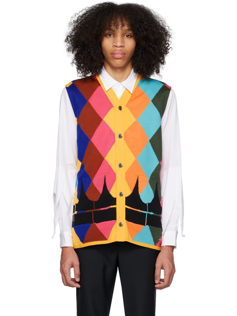 argyle intarsia-knit 카디건 - 1