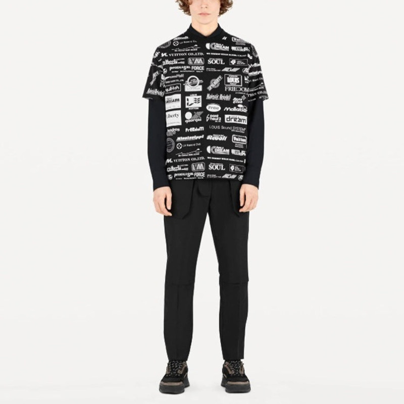 Louis Vuitton Men's LOUIS VUITTON Alphabet Logo Printing Casual Short Sleeve Black 1A5DGN outlook