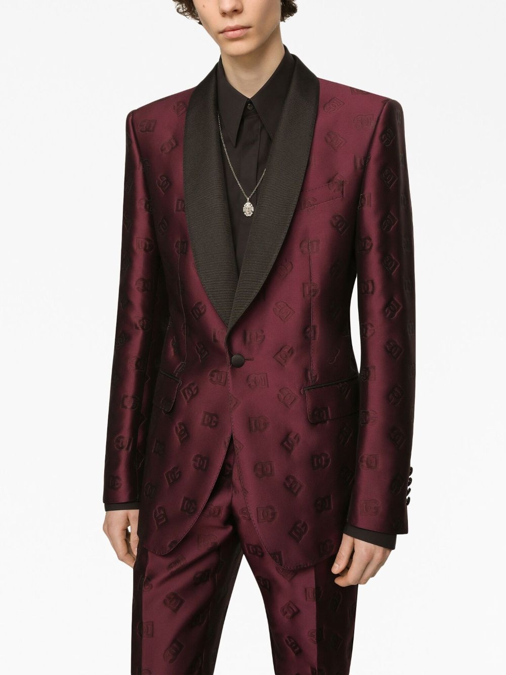 monogram-jacquard tuxedo suit - 4