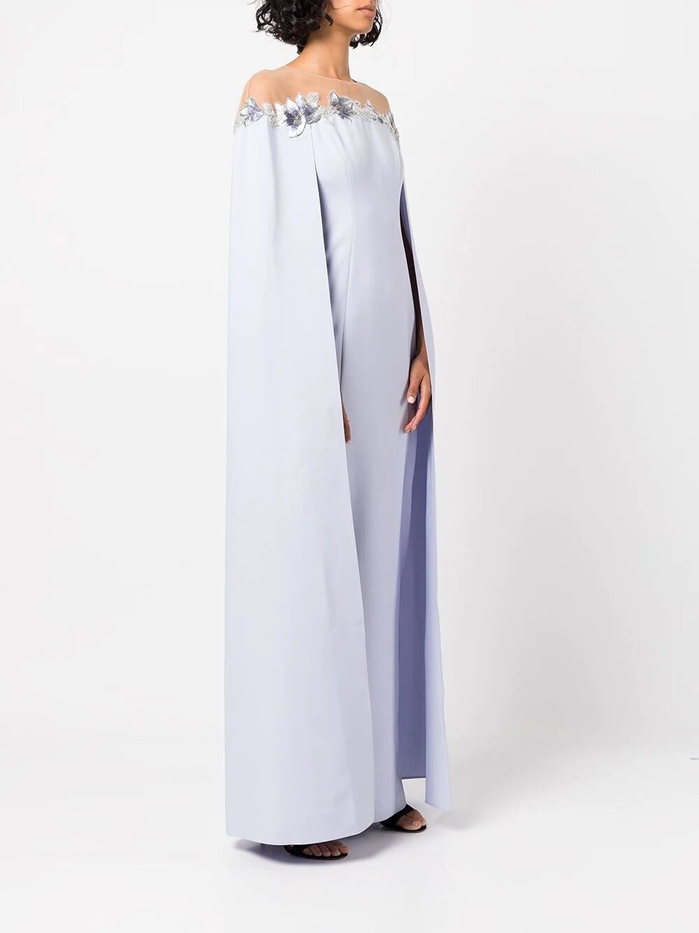 ILLUSION CAPE EFFECT CREPE GOWN - 3