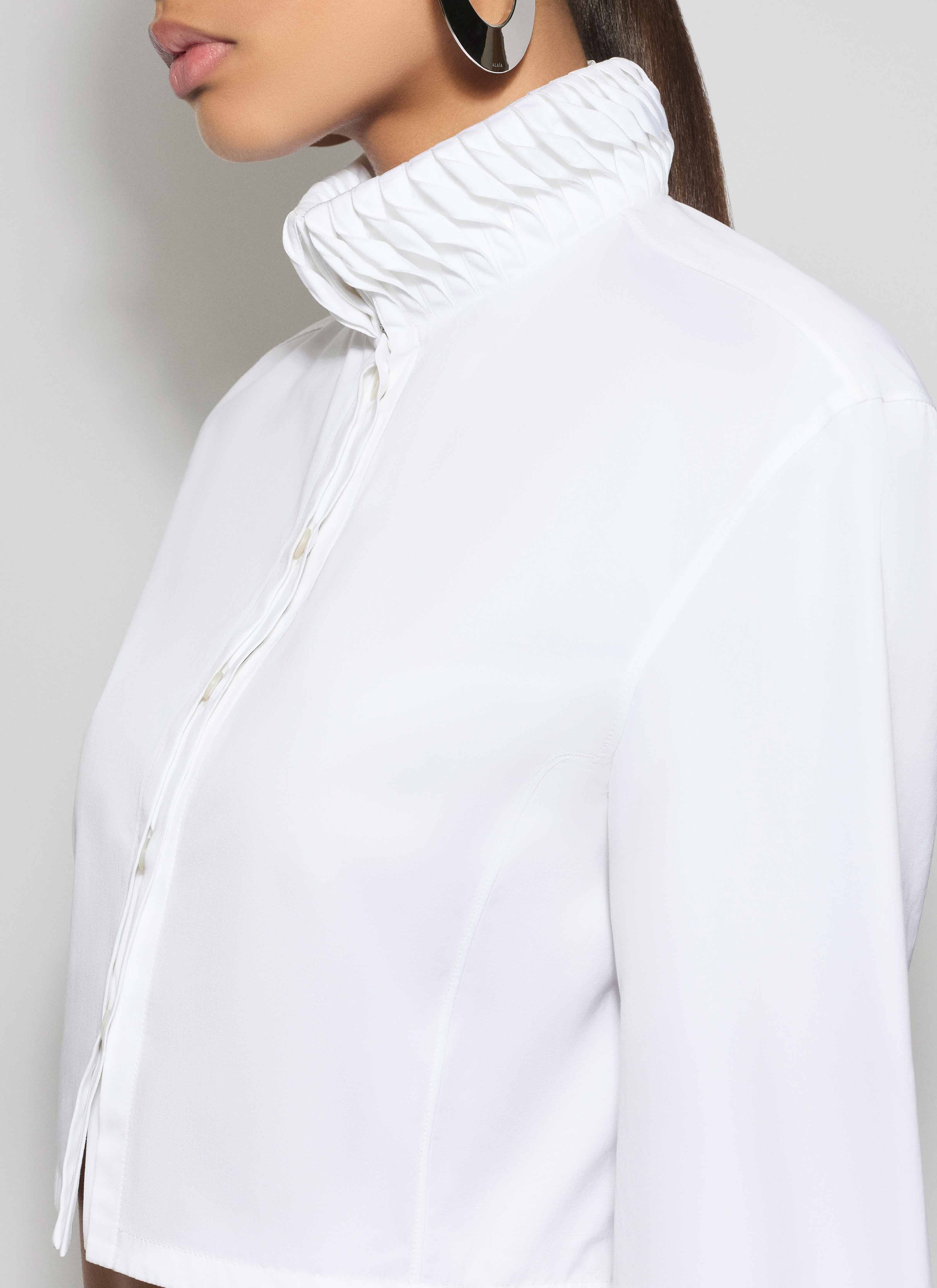COTTON POPLIN CROPPED BLOUSE - 6