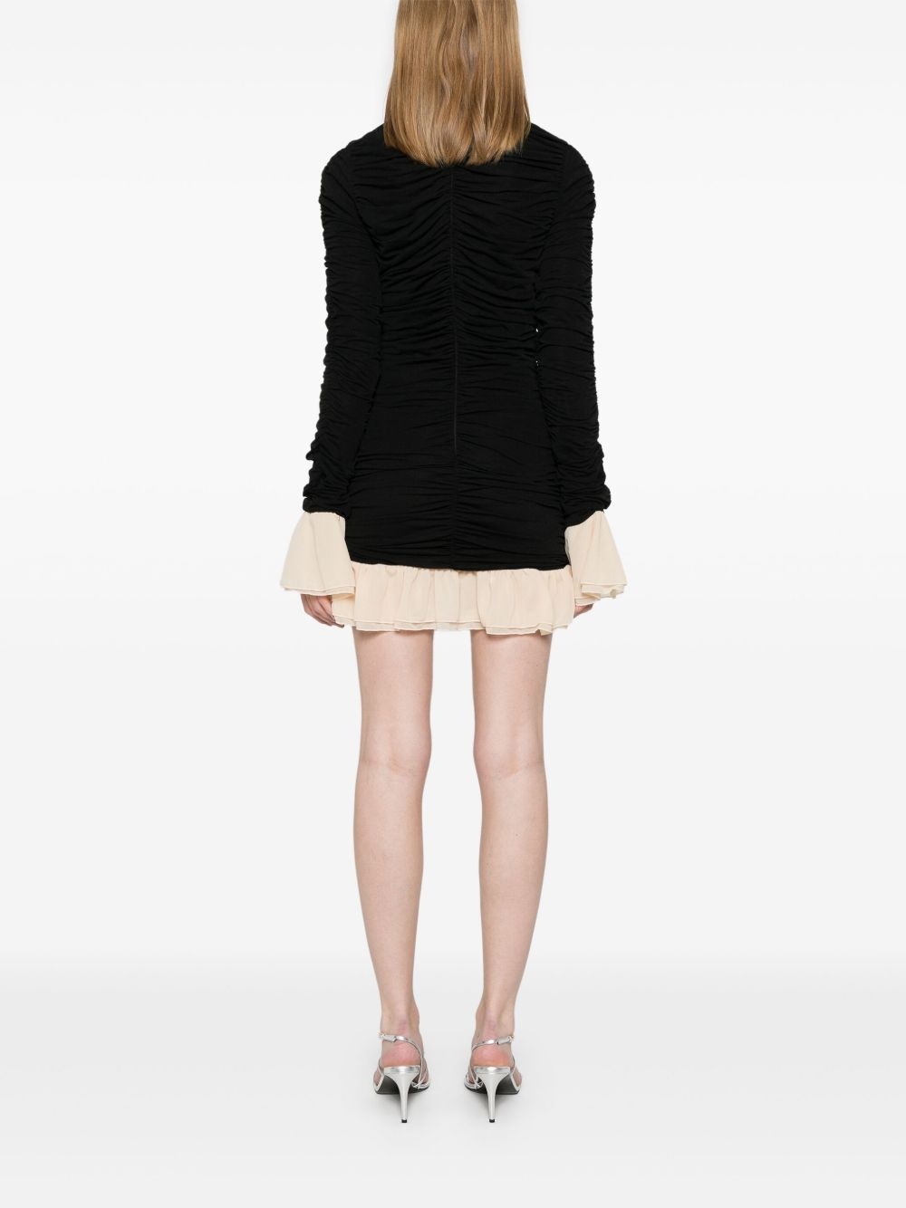 ruched long-sleeve mini dress - 4
