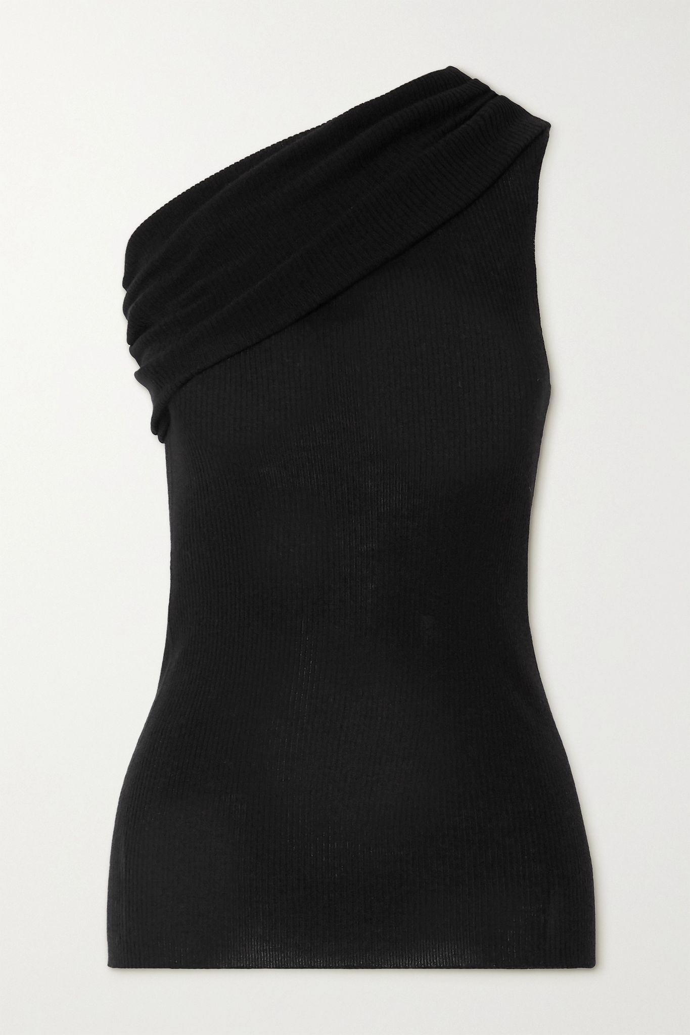 One-shoulder ribbed wool top - 1