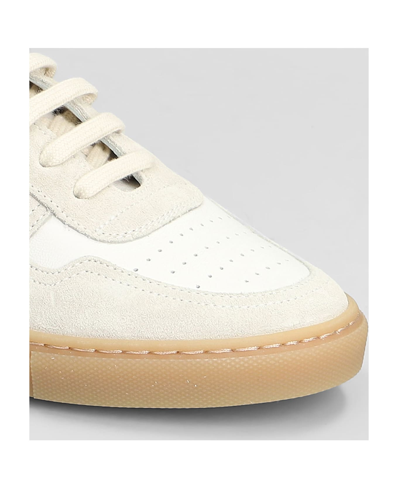 Bball Slim Sneakers In White Suede And Leather - 5