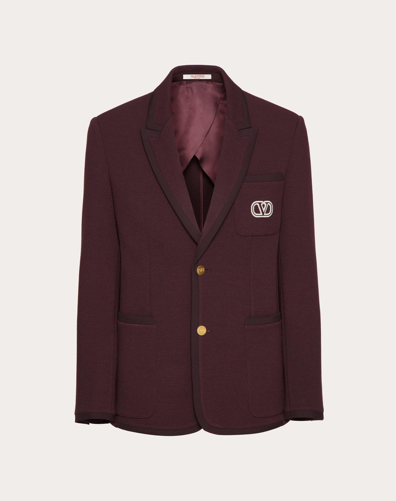 SINGLE-BREASTED JACKET IN LANA STRETCH WITH VLOGO SIGNATURE PATCH 1