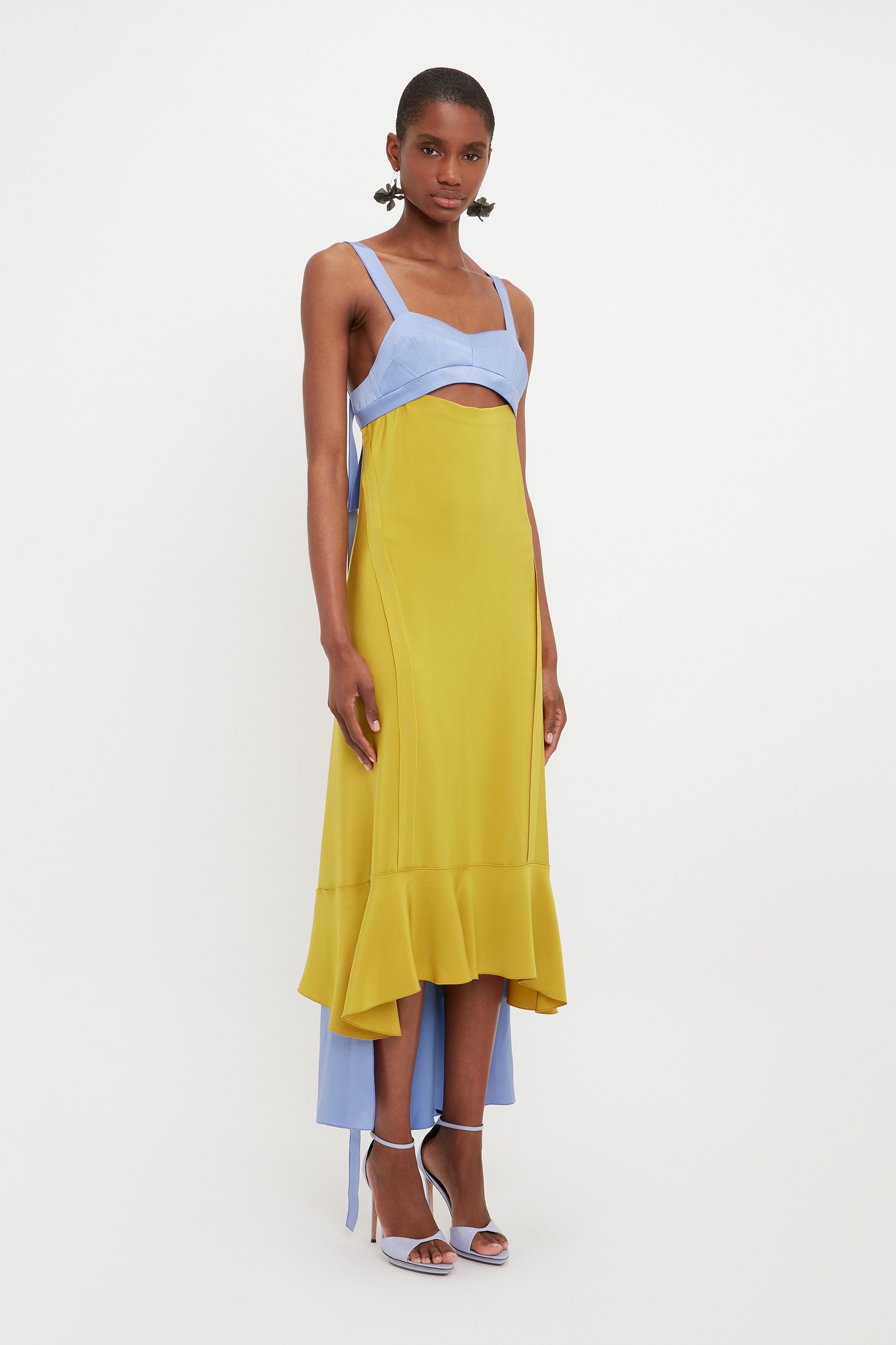 Bra Detail Maxi Dress In Lime - 3