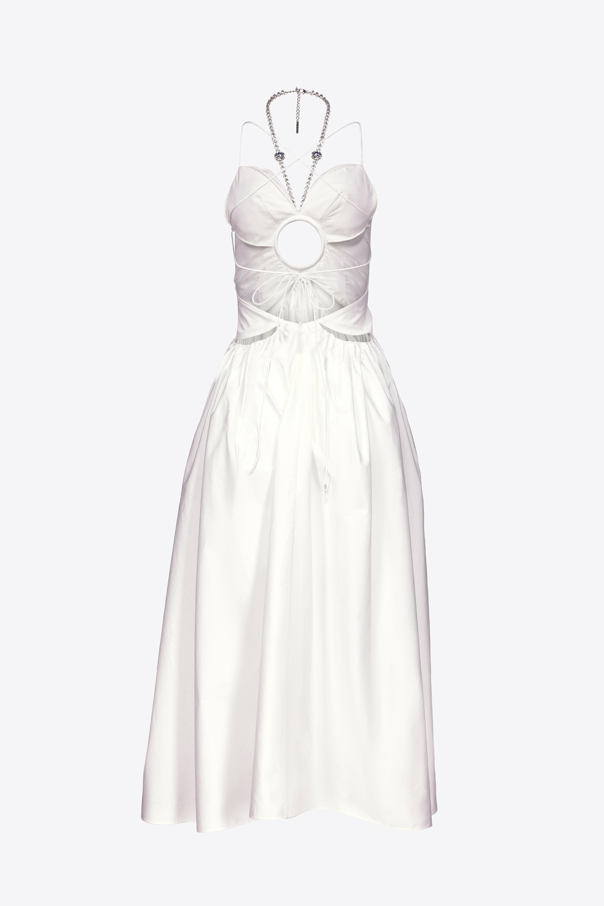 GATHERED BUTTERFLY POPLIN MIDI DRESS - 4
