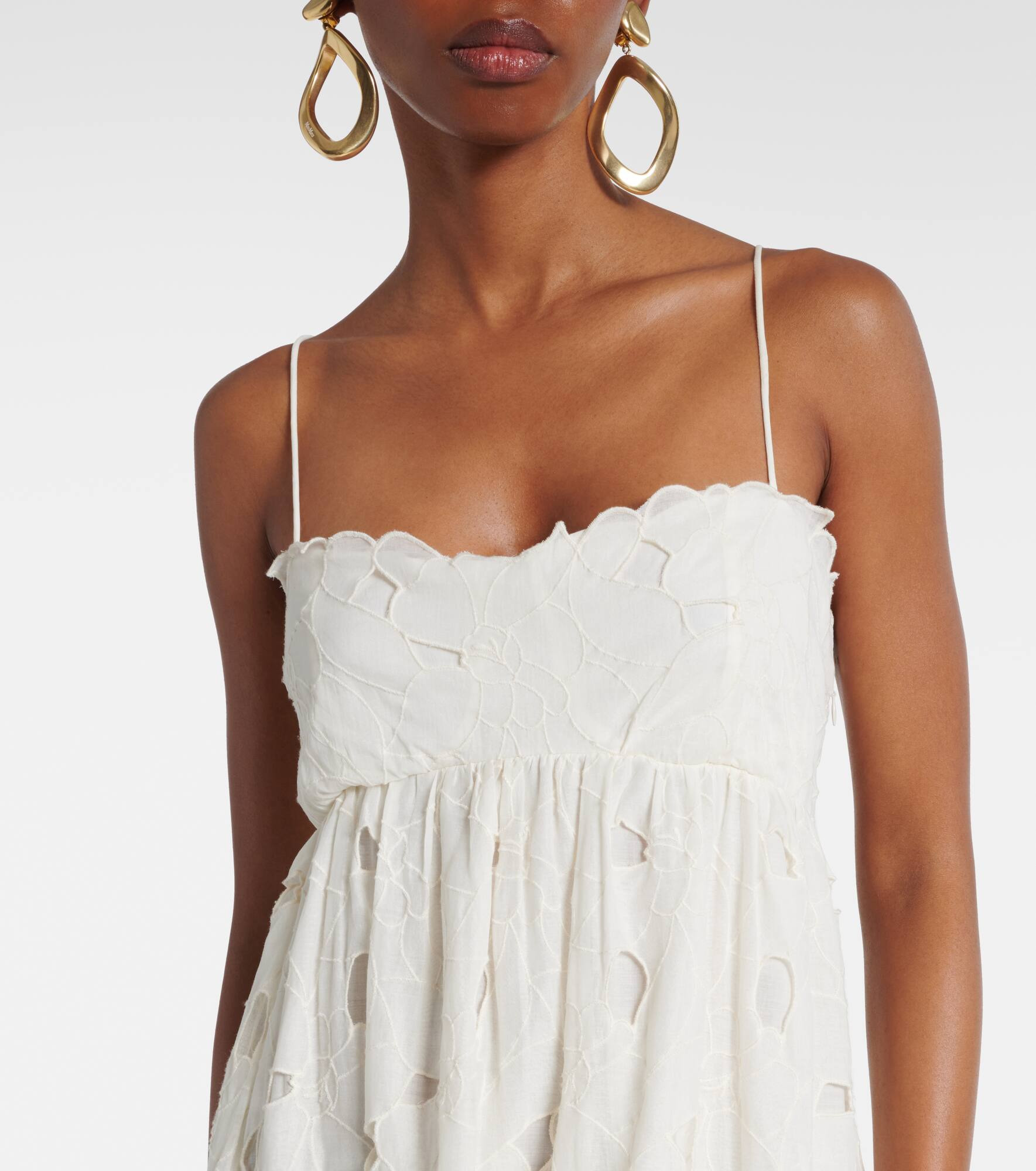 Marina floral cotton organdy midi dress - 4
