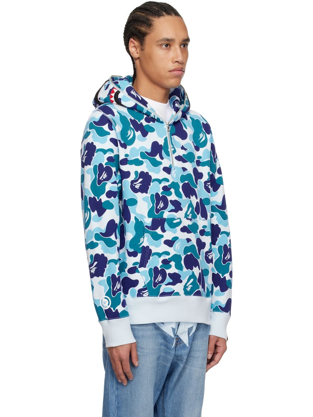 Blue ABC Camo Shark Half Zip Hoodie - 2