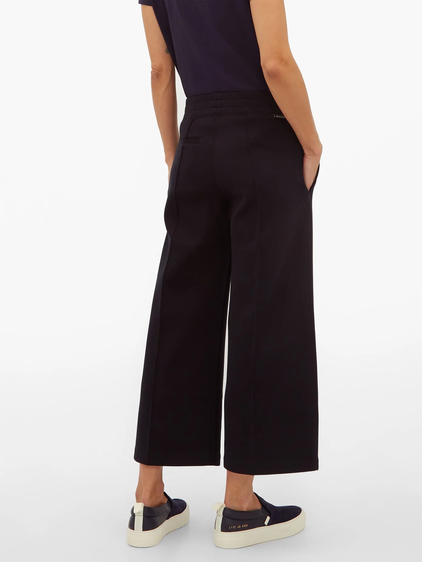 Cotton-blend cropped wide-leg trousers - 5