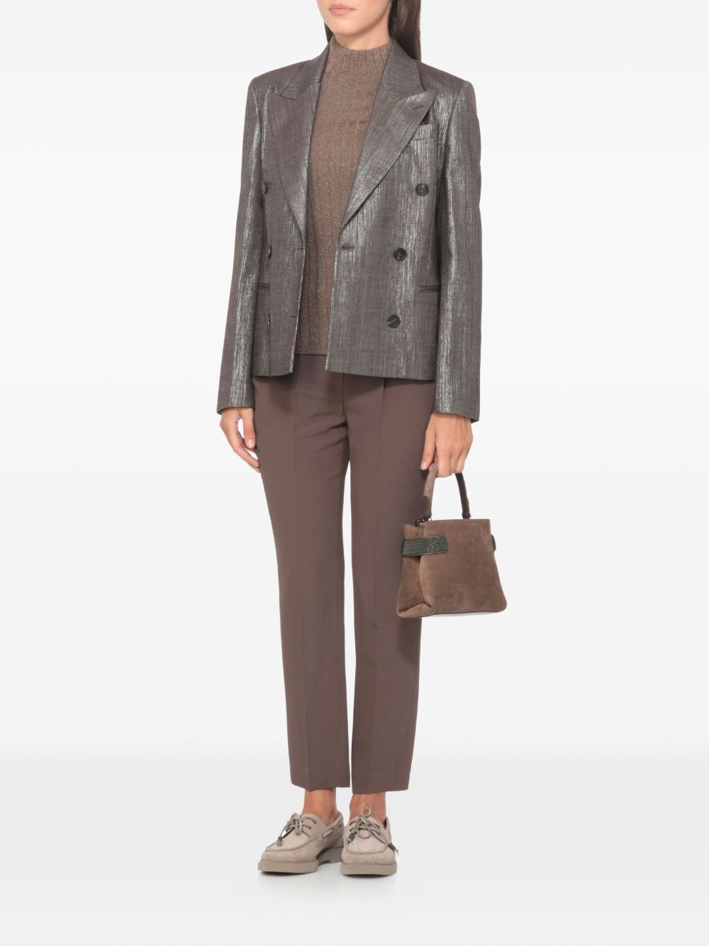 peak-lapel double-breasted blazer - 3