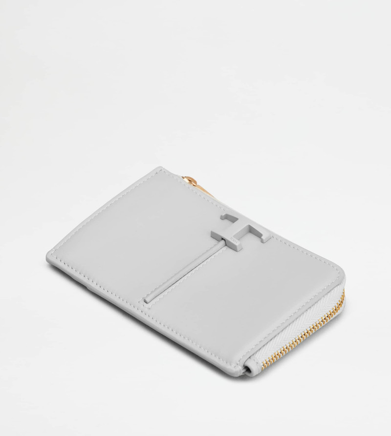 T TIMELESS KEY POUCH IN LEATHER - GREY 4