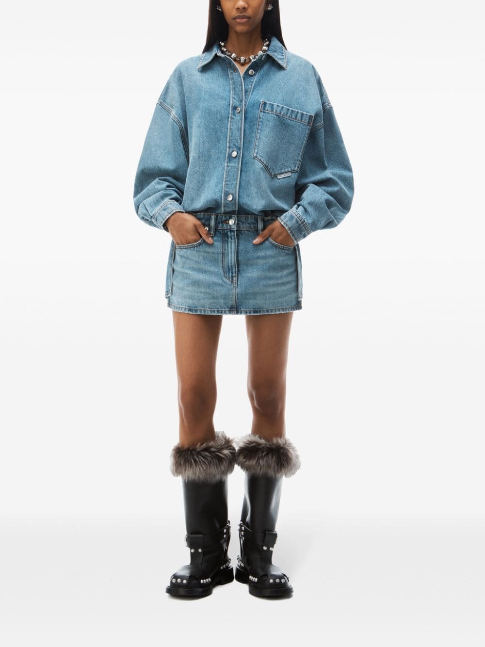 long-sleeved shirt dress - 2