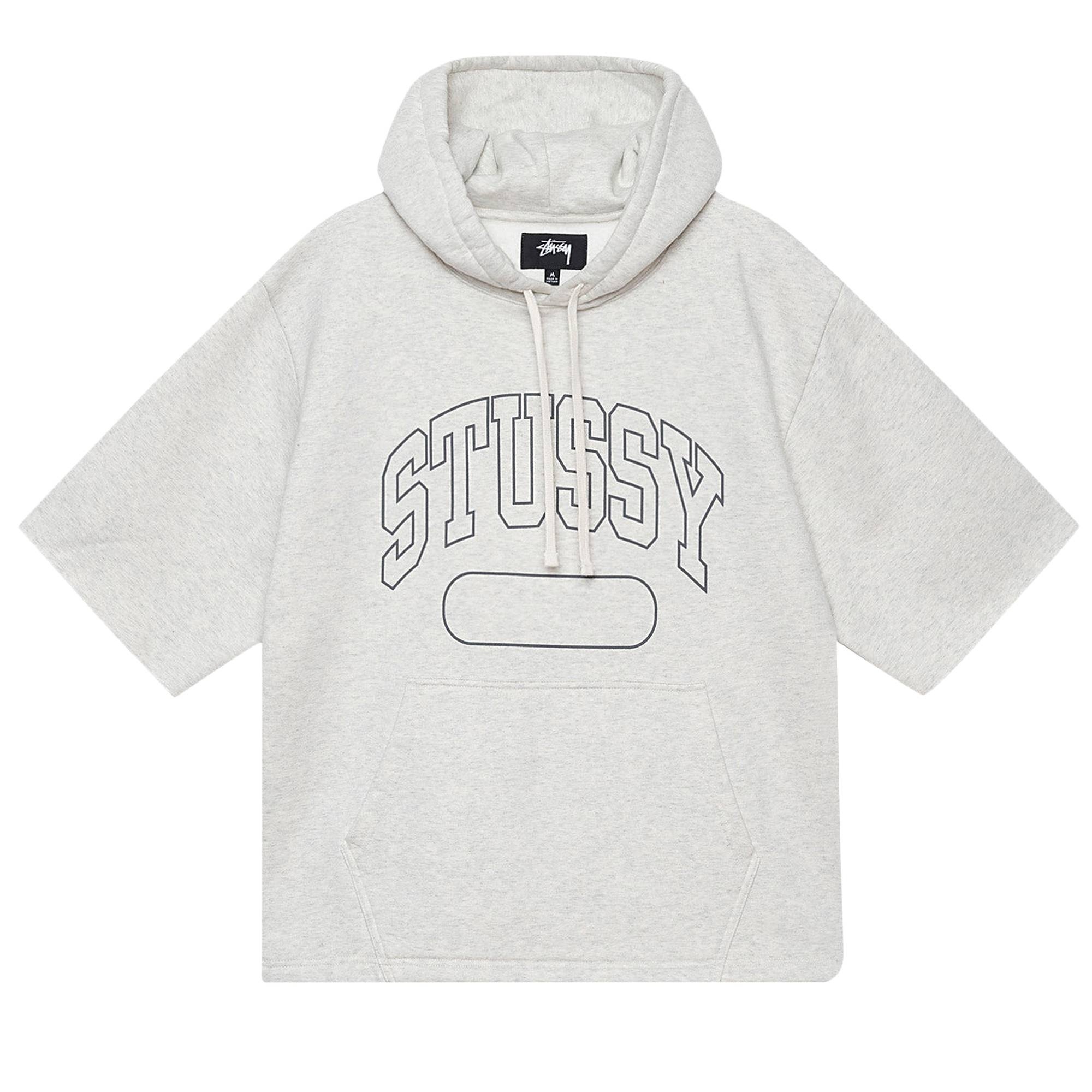 Stussy Short-Sleeve Boxy Cropped Hoodie 'Ash Heather' - 1